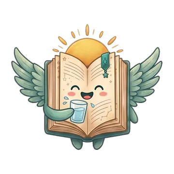 BrightLog 的吉祥物——一本长着翅膀的小书——端着一杯水:“喝点水”提醒