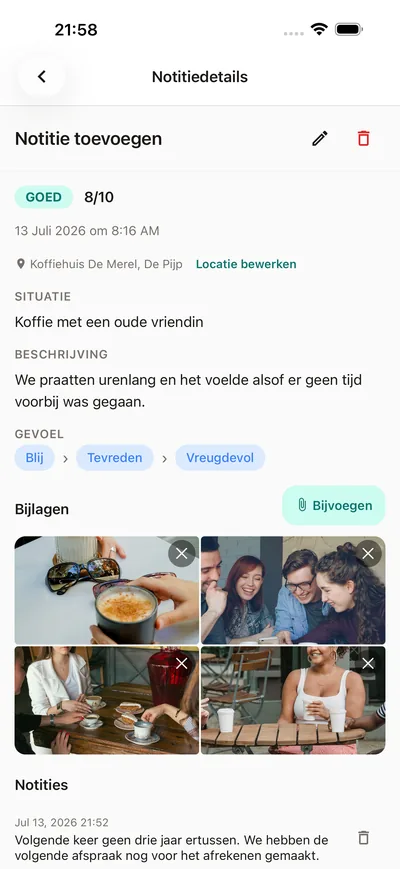 Herinneringen met foto's erbij — BrightLog