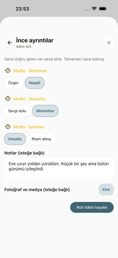 Günlük ruh hâli kaydın — BrightLog